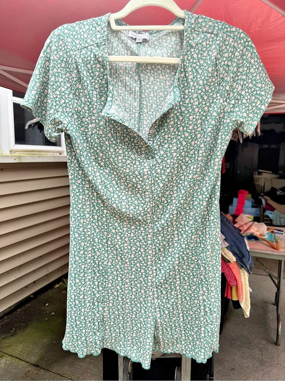 indigo BLOOM Floral Mini Skort Dress in Green & Pink Size Medium Like New